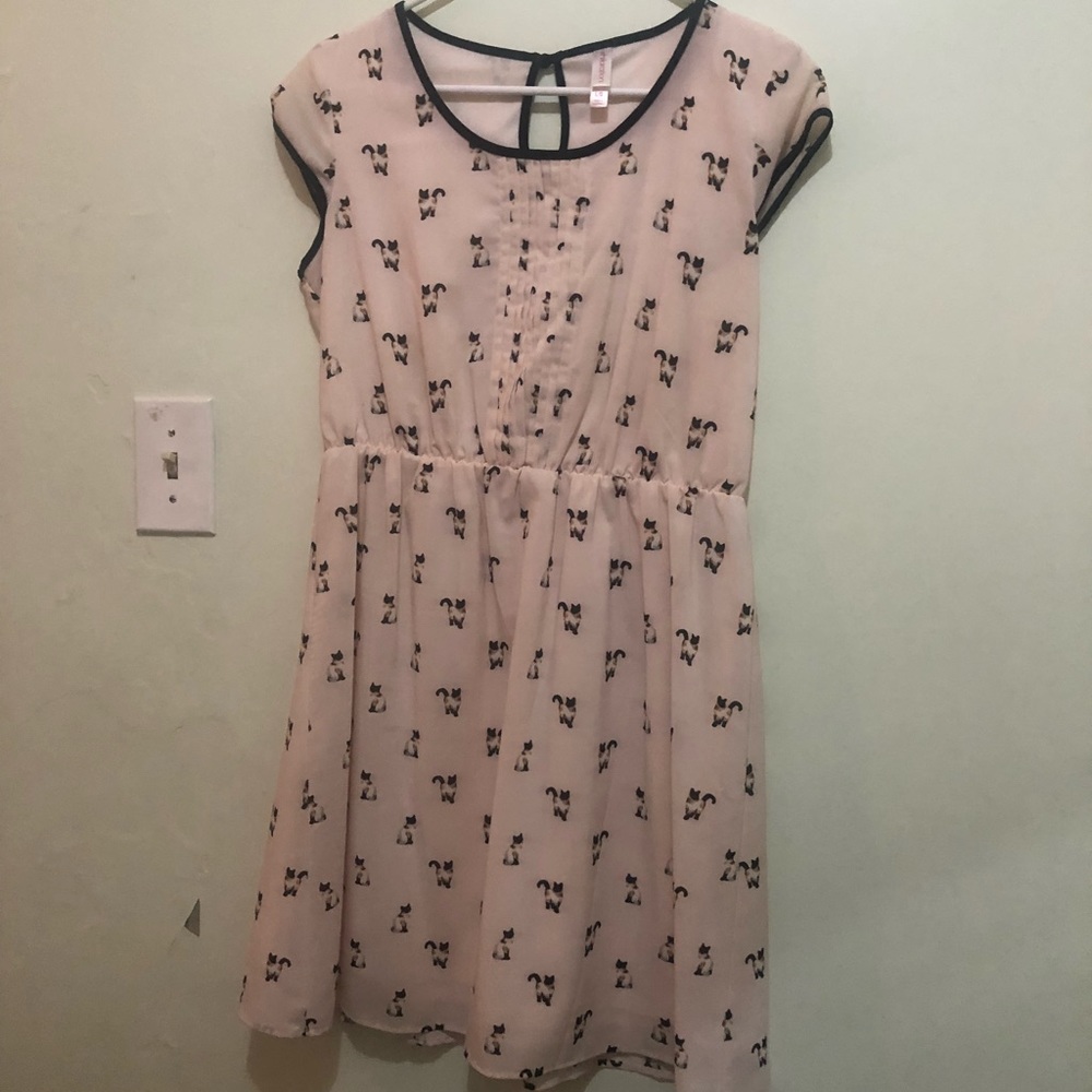 Cap Sleeve Cat Pattern dress